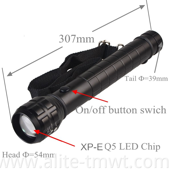 High Power 3Watt LED Torch Heavy Duty Outdoor Torch Zoom Flashlight With Nylon Strap Compass 3D